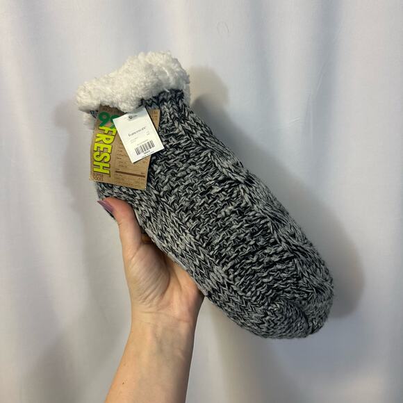 Francesca's Collection 99% Fresh Supper Socks Gray Fuzzy Coffee First NWT - Picture 4 of 4